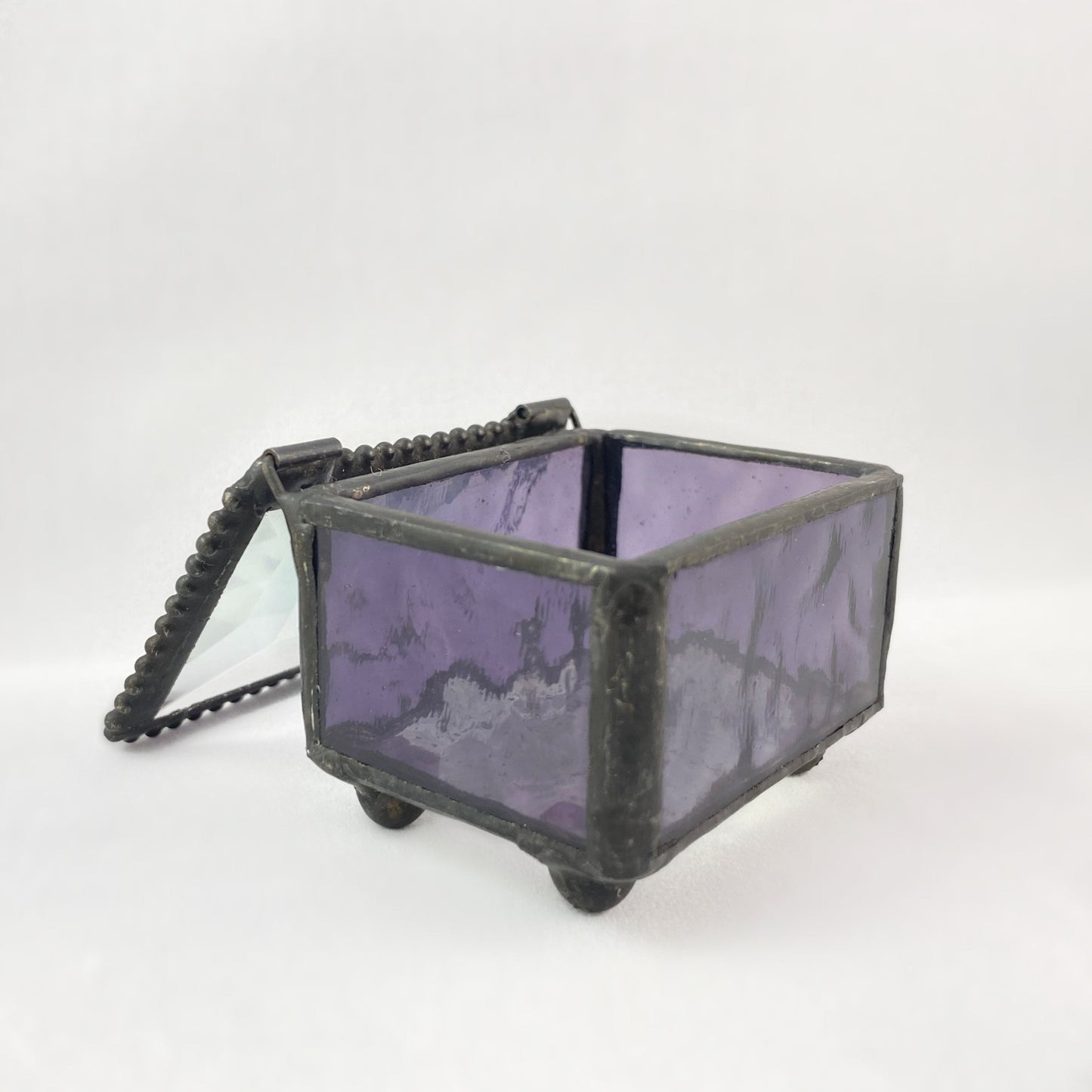 Small Stained Glass Ring Box - Purple Box for rings earrings