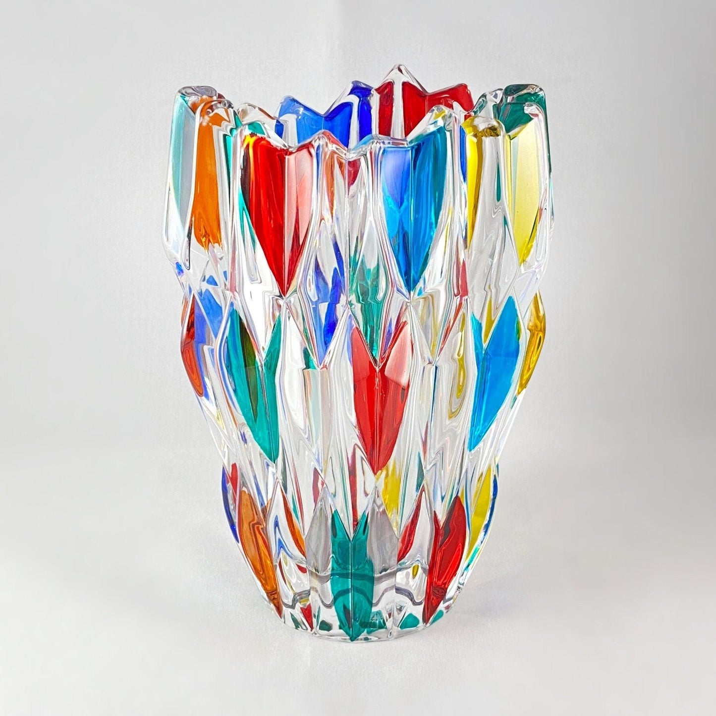 Small Venetian Glass Quartz Vase - Handmade in Italy, Colorful Murano Glass