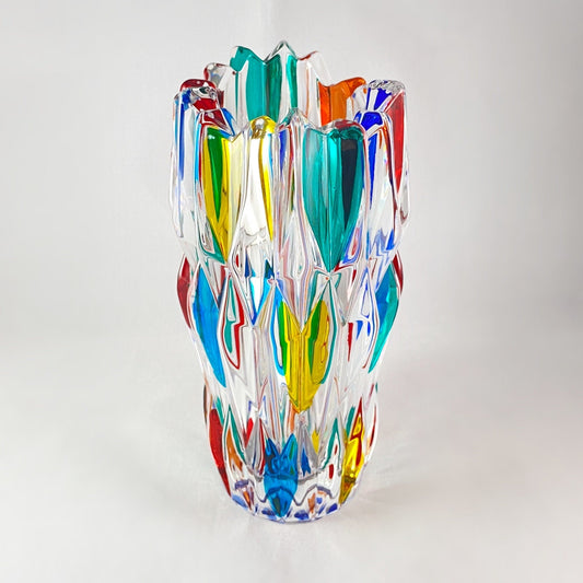 Small Venetian Glass Quartz Vase - Handmade in Italy, Colorful Murano Glass