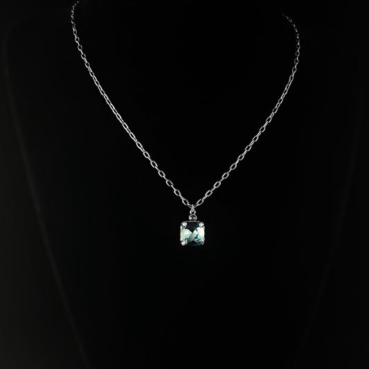 Square Cut Swarovski Crystal Pendant Necklace, Ocean Blue - La Vie Parisienne by Catherine Popesco