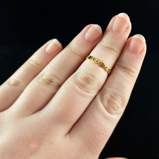 Stackable Gold Plated Adjustable Ring with Small Crystal - Gold Jewelry for Women