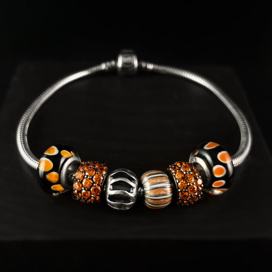 Sterling Silver Bracelet with Sterling/Crystal/Enamel Beads