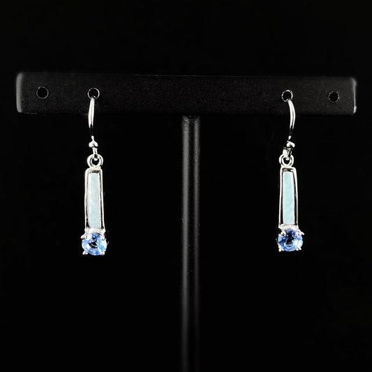 Sterling Silver Earrings with Natural Larimar Stones and Tanzanite