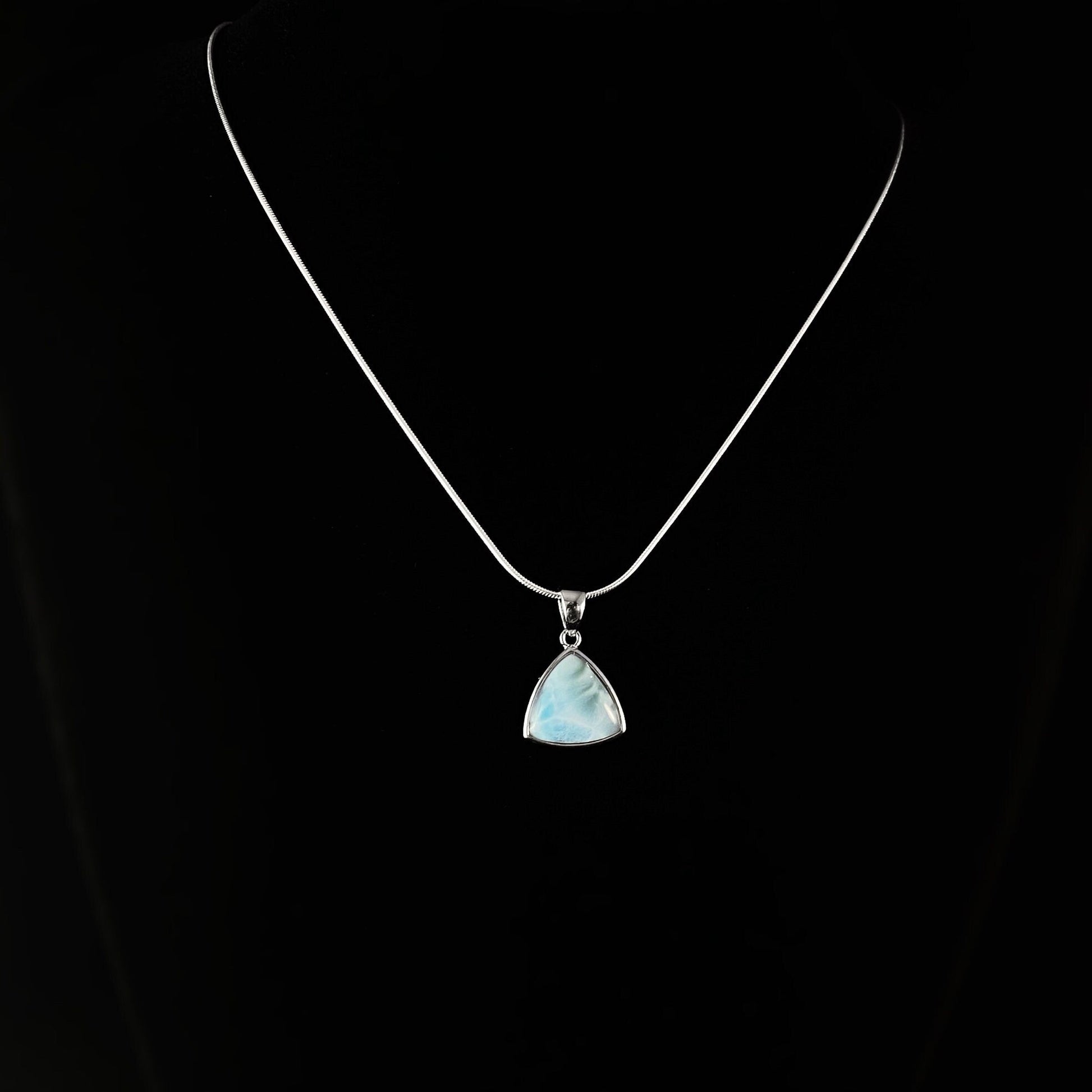 Sterling Silver Necklace with Natural Larimar Stone
