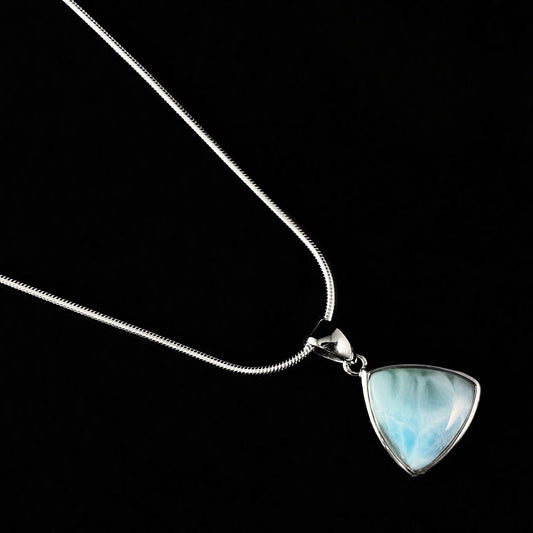 Sterling Silver Necklace with Natural Larimar Stone