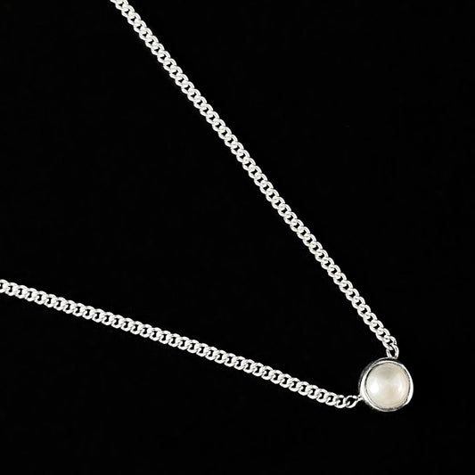 Sterling Silver Petite Pearl Simplicity Necklace, Made in North America - Cora