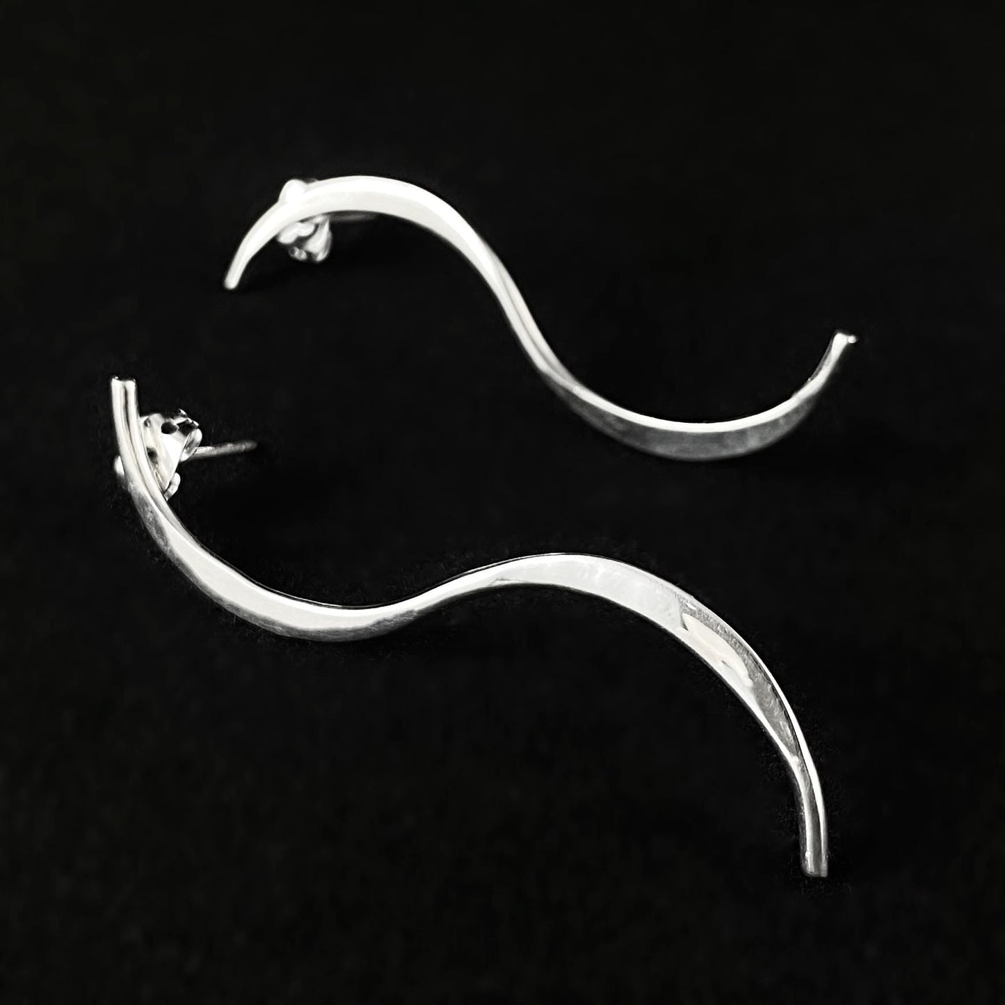 Sterling Silver Serpentine Earrings, Made in North America - Cora