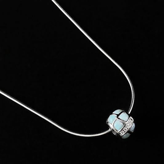 Sterling Silver Slide Charm Necklace with Natural Larimar Stones