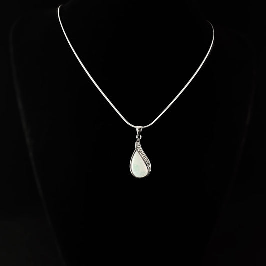 Sterling Silver Teardrop Necklace with Natural Larimar Stones