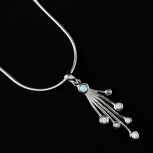 Sterling Silver Waterfalls Necklace with Natural Larimar Stones