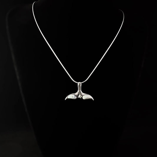 Sterling Silver Whale Tail Necklace with Natural Larimar Stones