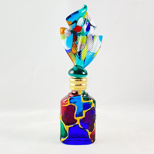 Swirl Top Venetian Glass Perfume Spray Bottle - Handmade in Italy, Colorful Murano Glass