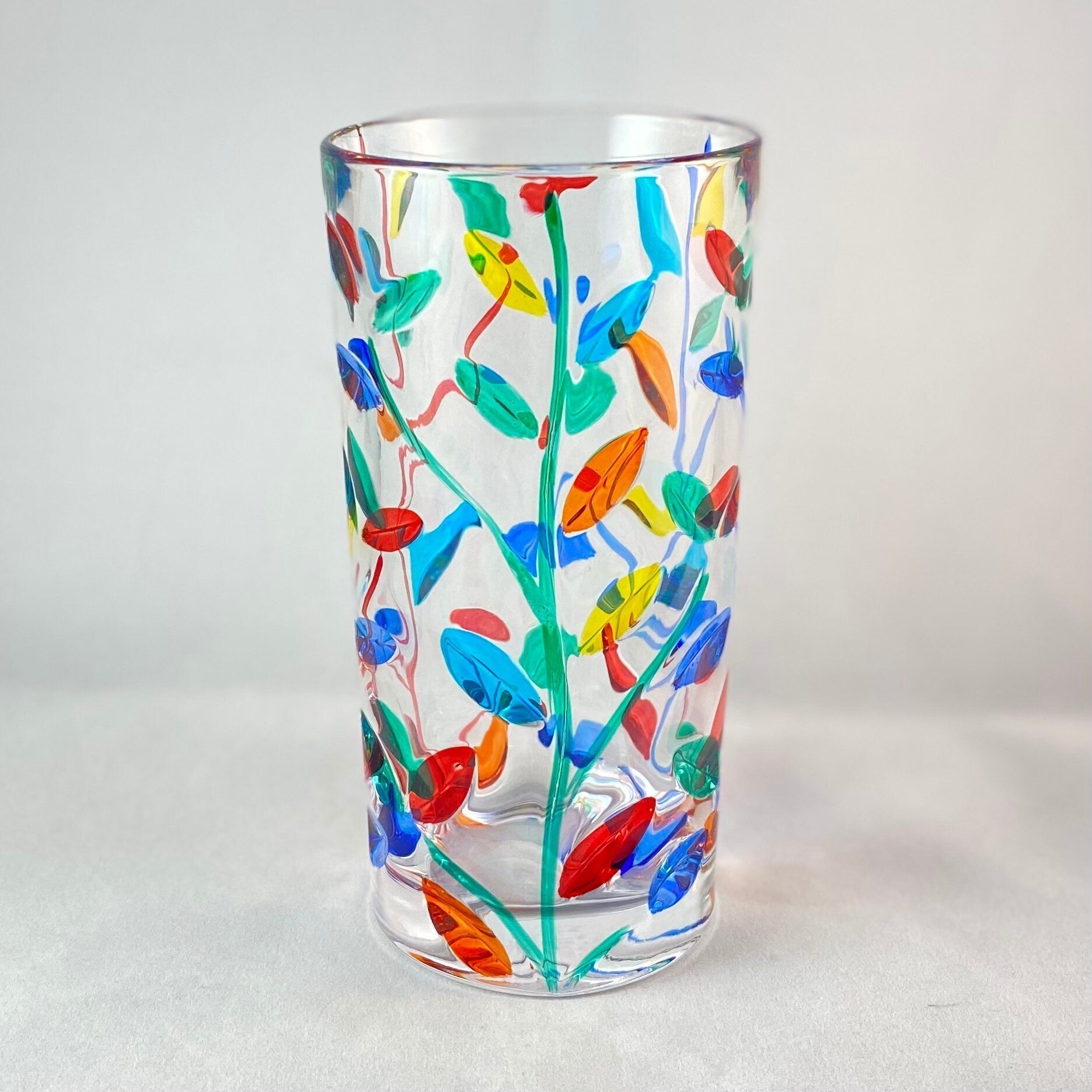 Tall Tree of Life Highball Venetian Glass - Handmade in Italy, Colorful Murano Glass