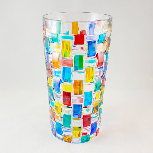 Tall Venetian Glass Bassanova Highball Glass - Handmade in Italy, Colorful Murano Glass