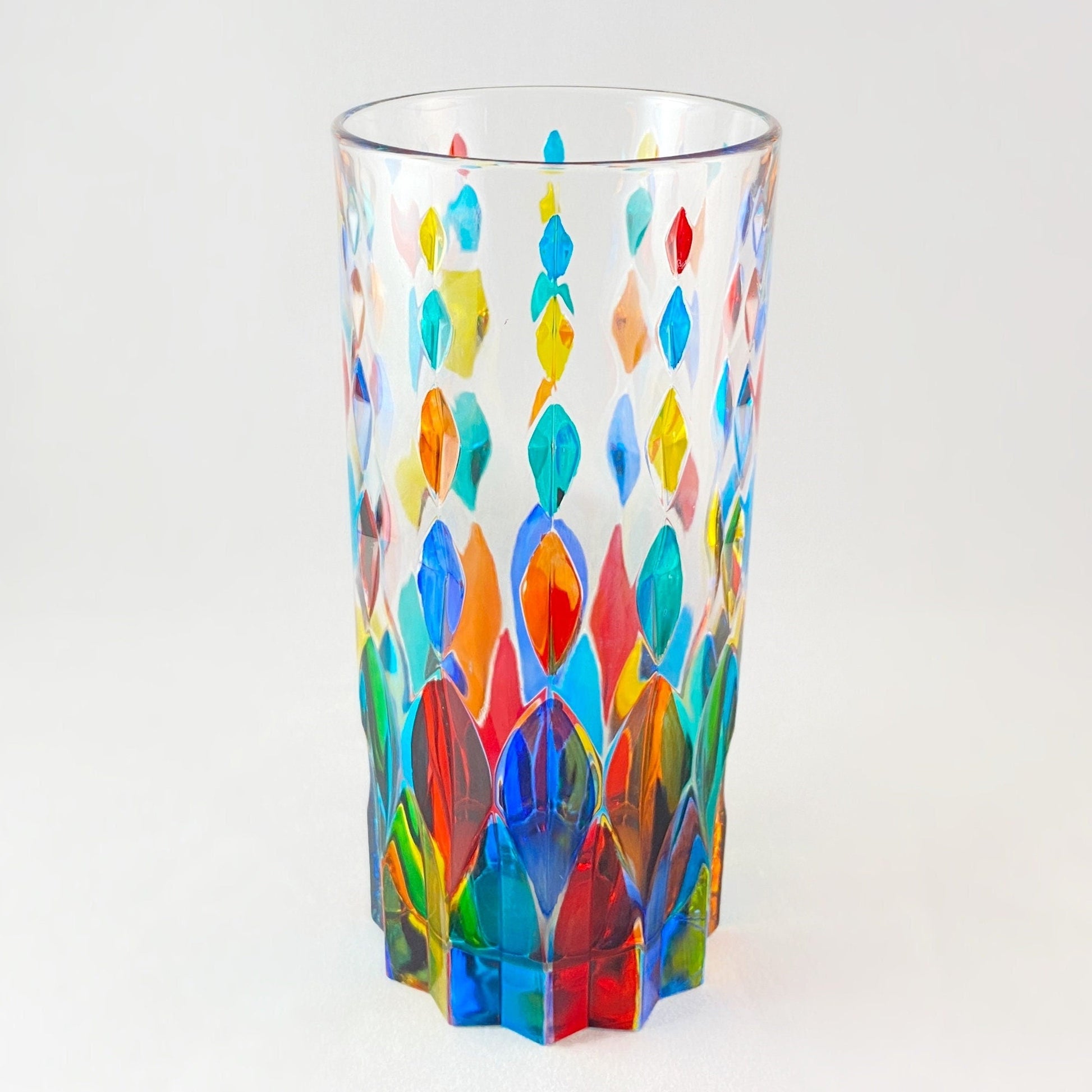 Tall Venetian Glass Marilyn Highball Glass - Handmade in Italy, Colorful Murano Glass