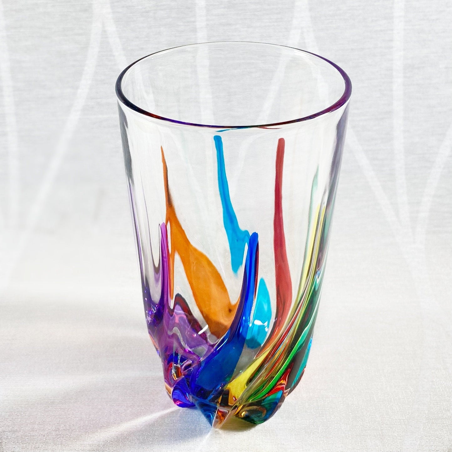 Tall Venetian Glass Trix Highball Glass - Handmade in Italy, Colorful Murano Glass