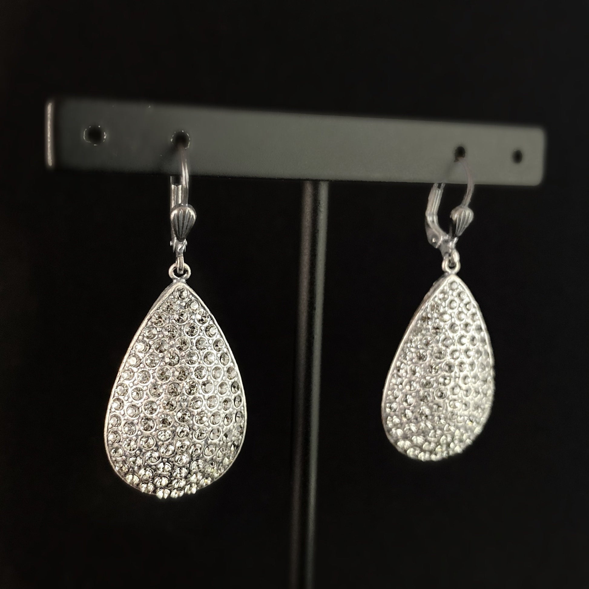 Teardrop Shape Swarovski Crystal Earrings, Clear - La Vie Parisienne by Catherine Popesco
