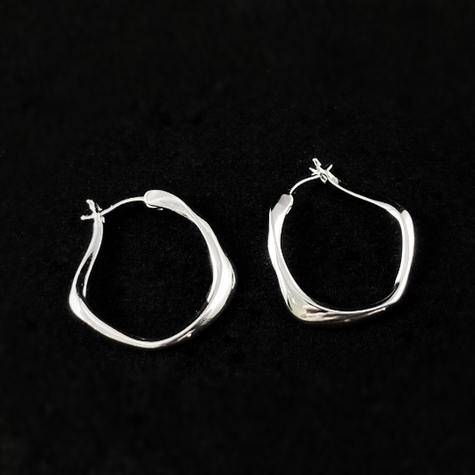 Textured 925 Sterling Silver Hoop Earrings - Elle Jewelry