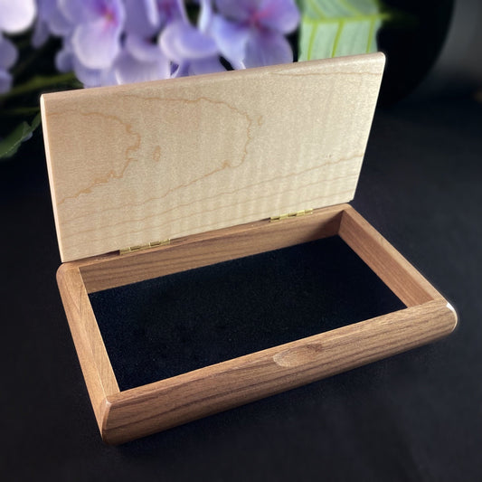 Thank You Quote Box, Handmade Wooden Box with Curly Maple and Walnut, made in USA
