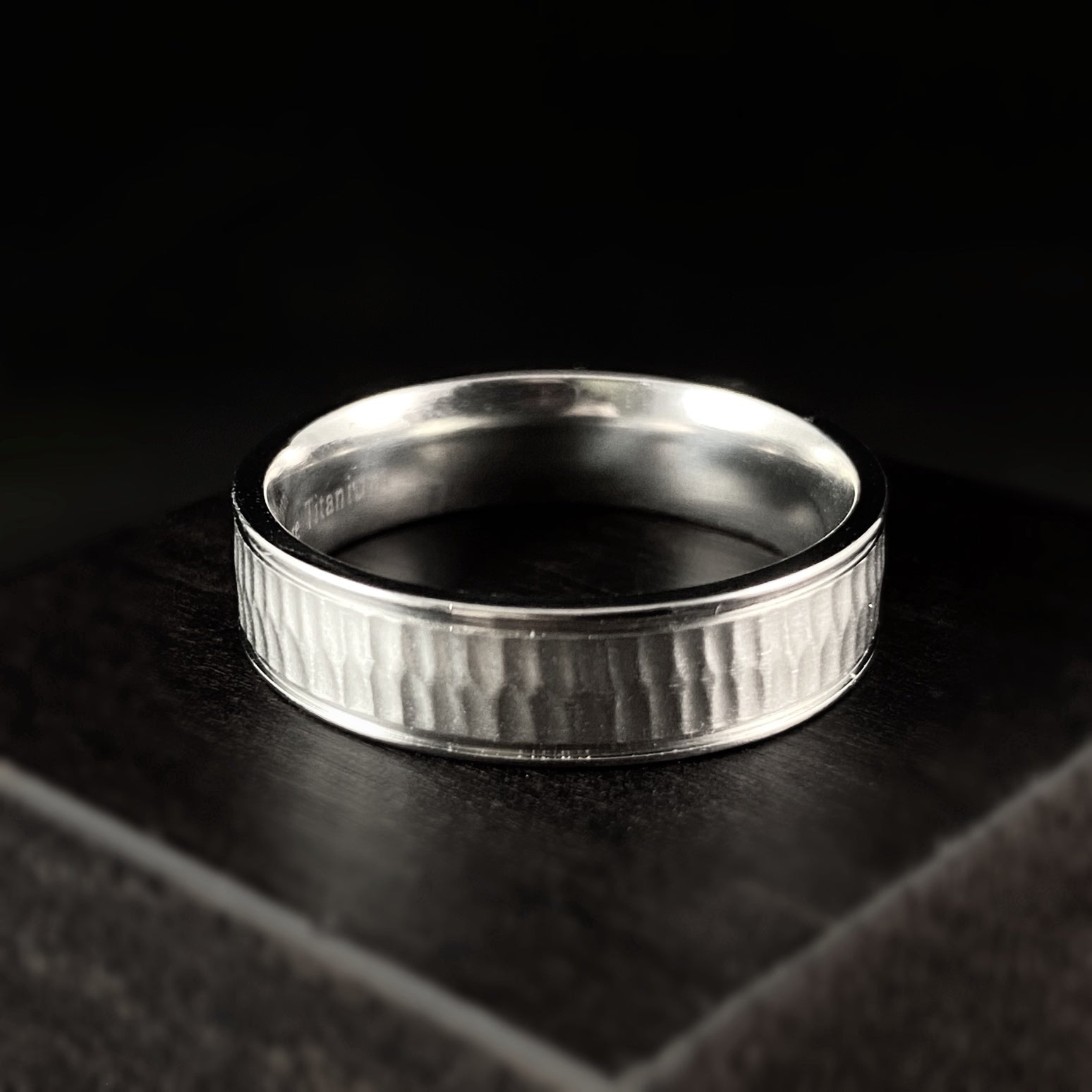 Titanium Men’s Ring - Textured Band Design - Size 11