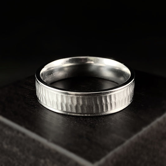 Titanium Men’s Ring - Textured Band Design - Size 12