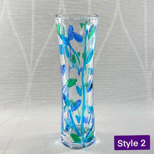 Tree of Life Blue Venetian Glass Vase - Handmade in Italy, Colorful Murano Glass Vase