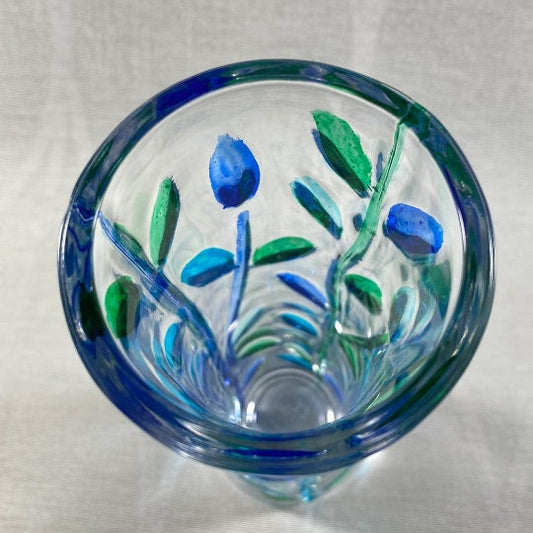 Tree of Life Blue Venetian Glass Vase - Handmade in Italy, Colorful Murano Glass Vase