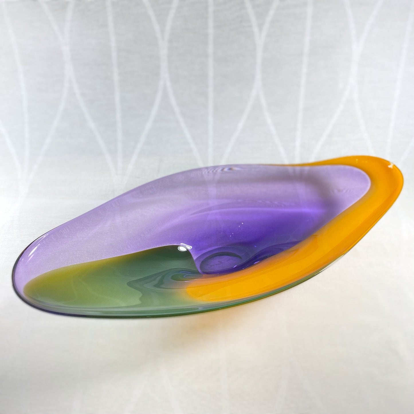 Tricolor Glass Plate, Handmade Decorative Art Glass, Glass Dish