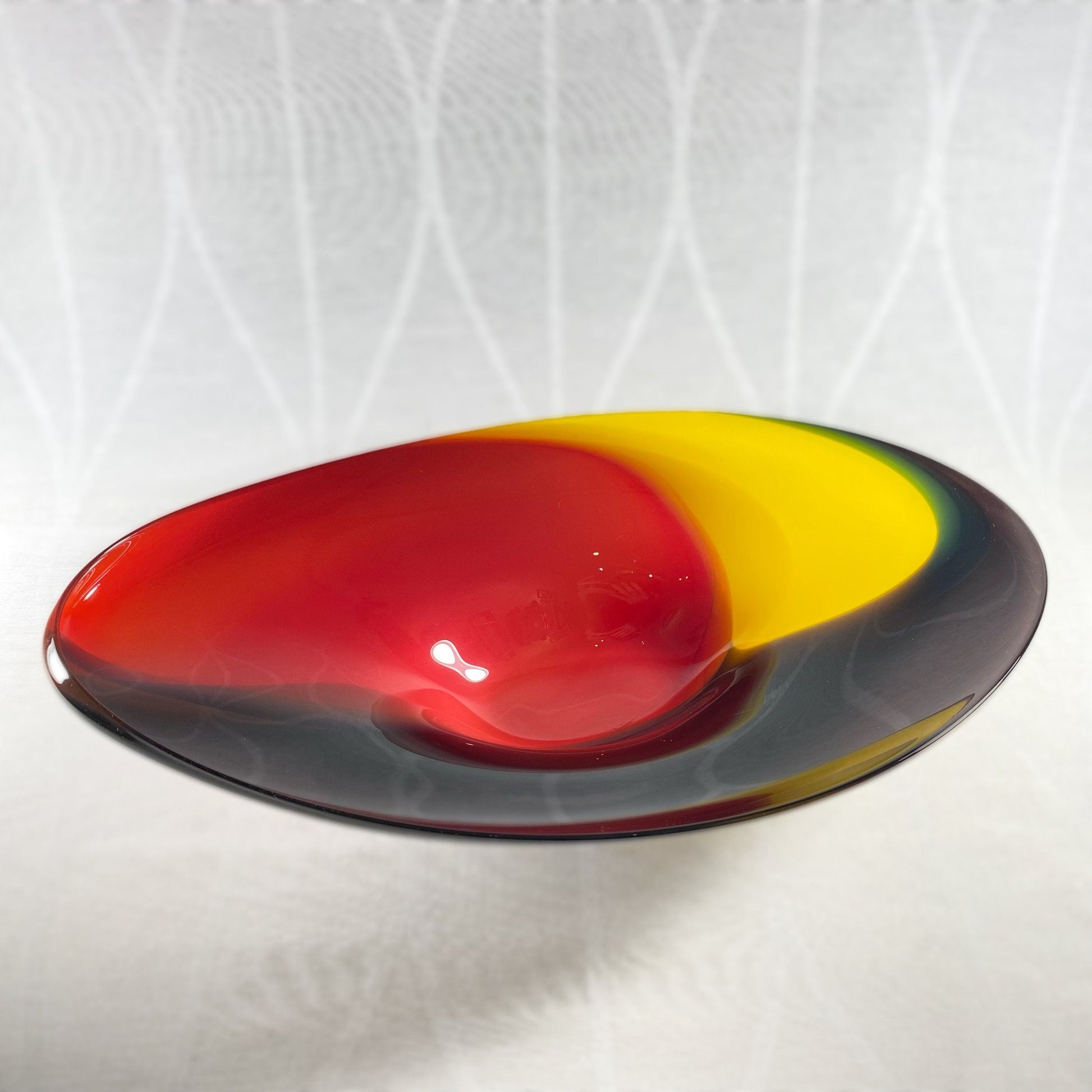 Tricolor Glass Plate, Handmade Decorative Art Glass, Glass Dish
