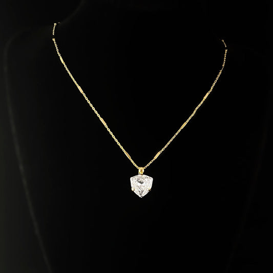 Trillion Cut Clear Crystal Adjustable Gold Necklace
