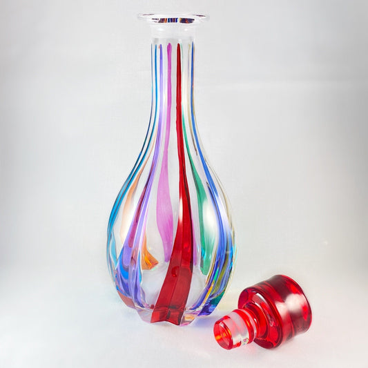 Trix Whiskey Decanter, Venetian Glass Whiskey Decanter - Handmade in Italy, Colorful Murano Glass