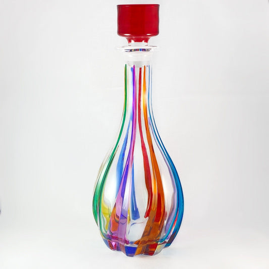 Trix Whiskey Decanter, Venetian Glass Whiskey Decanter  - Handmade in Italy, Colorful Murano Glass