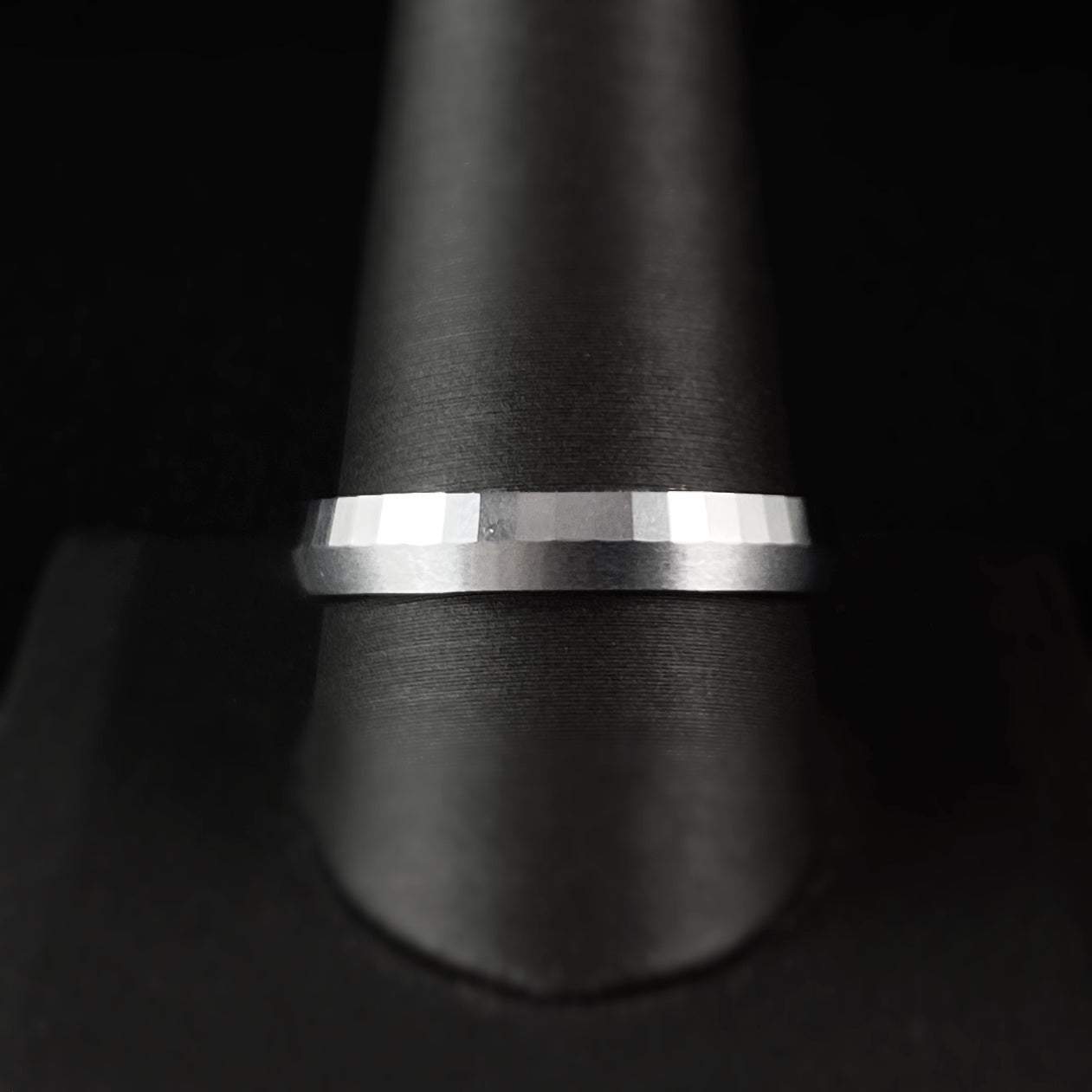 Tungsten Men’s Ring - Two Sides Hammered Band Design