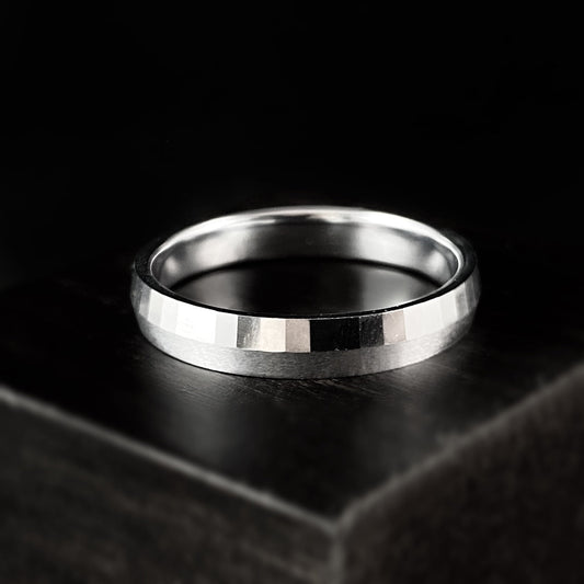 Tungsten Men’s Ring - Two Sides Hammered Band Design