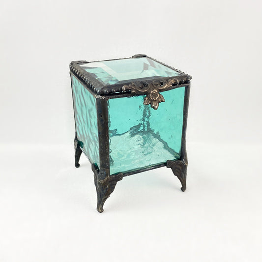 Turquoise Blue Jewelry Box - Small Stained Glass Keepsake