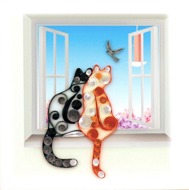 Two Cats - Framed Quilling Artwork