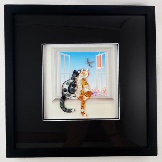 Two Cats - Framed Quilling Artwork