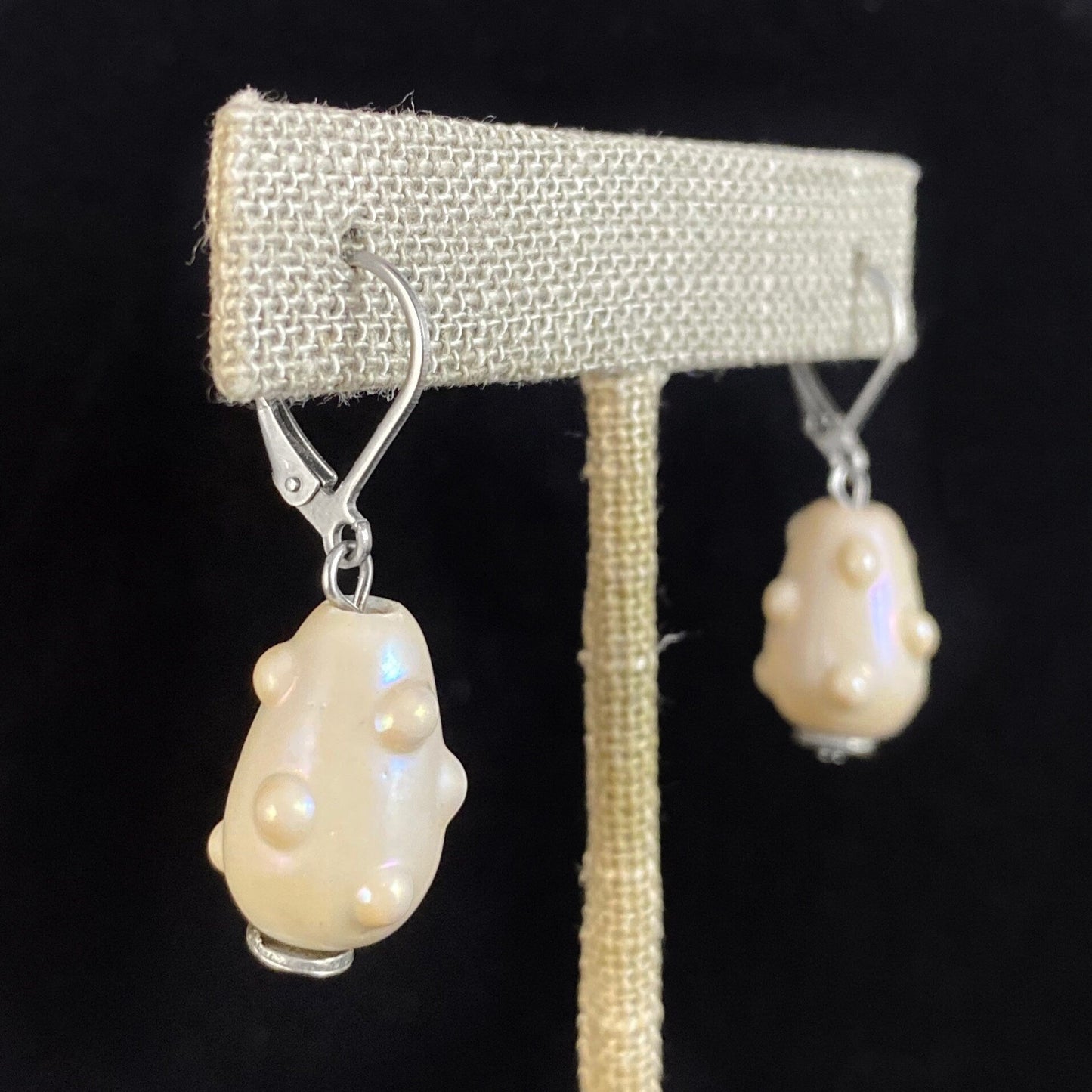 Unique Textured Oval Bead Earrings - Handmade in Canada, Anne-Marie Chagnon Jewelry