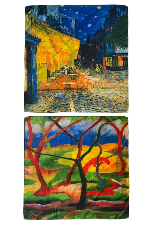 Van Gogh Terrace at Night Reversible Silk Square Scarf