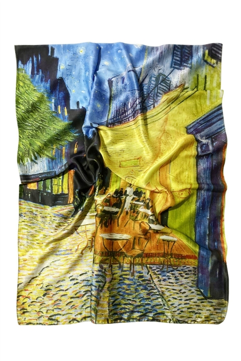 Van Gogh Terrace at Night Silk Scarf