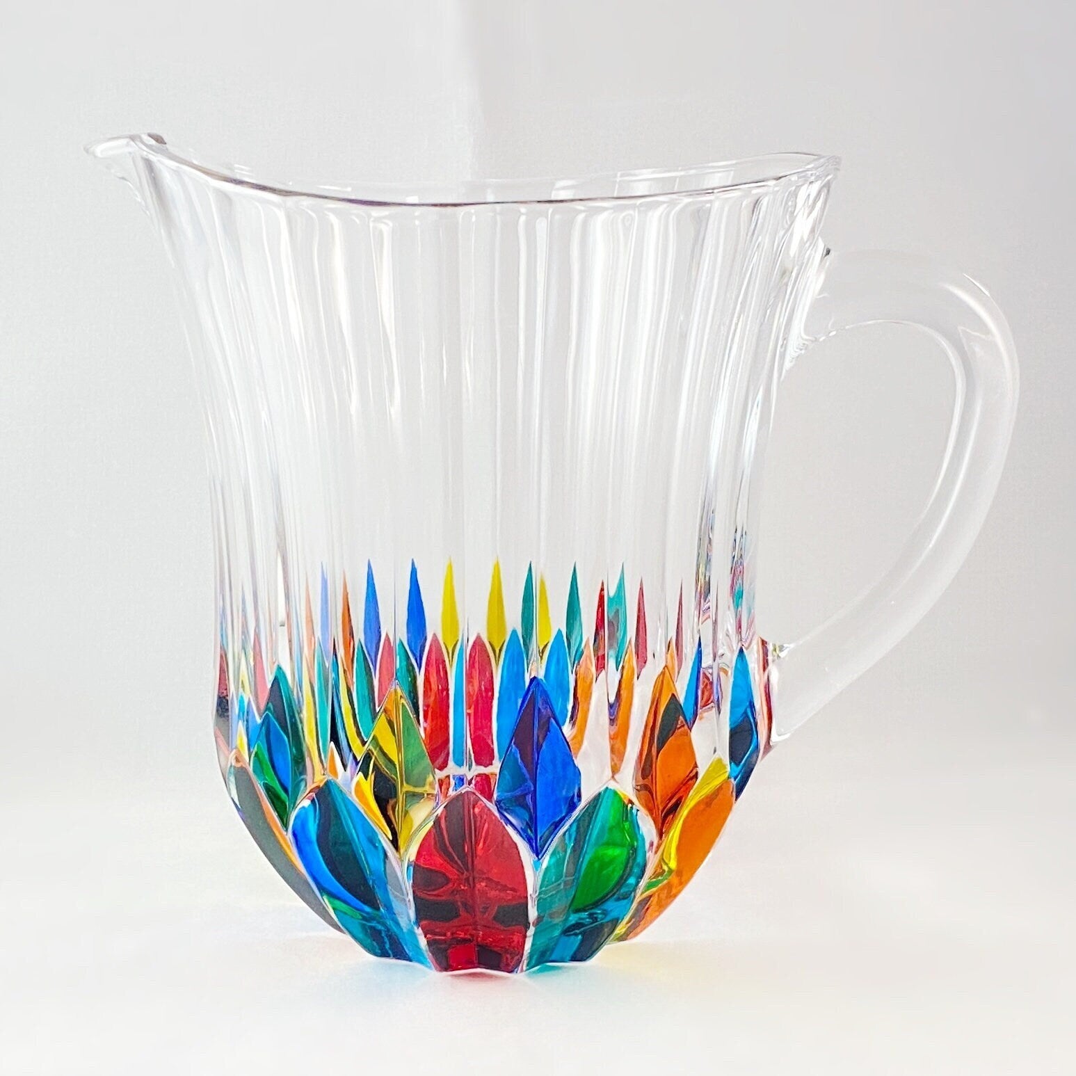 Venetian Glass Adagio Clarity Pitcher - Handmade in Italy, Colorful Murano Glass