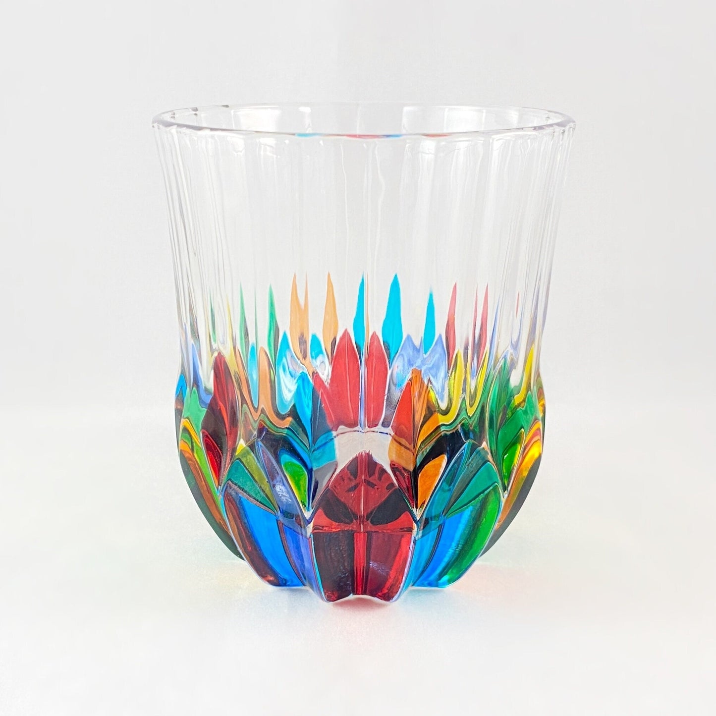 Venetian Glass Adagio Clarity Whiskey Tumbler - Handmade in Italy, Colorful Murano Glass