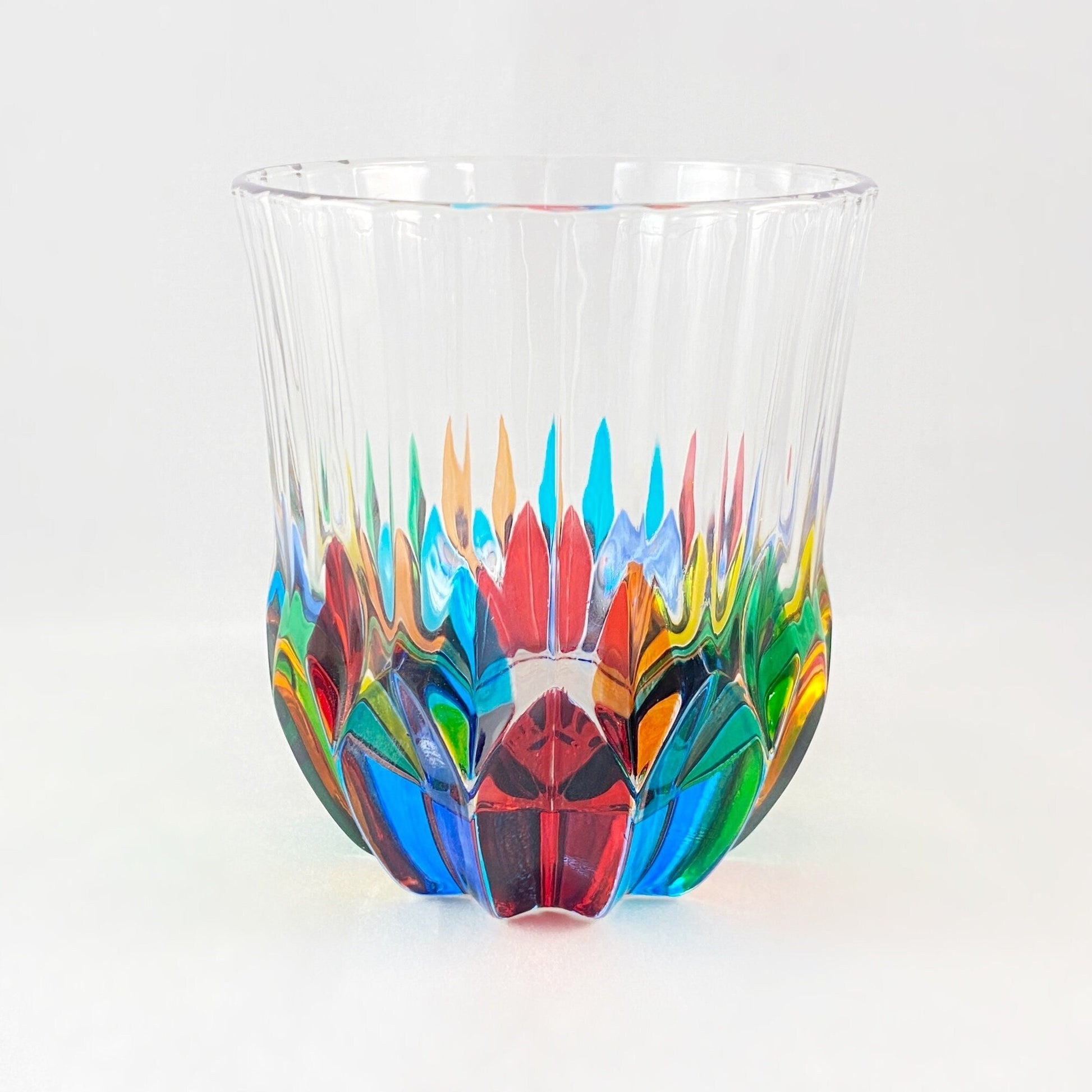 Venetian Glass Adagio Clarity Whiskey Tumbler - Handmade in Italy, Colorful Murano Glass