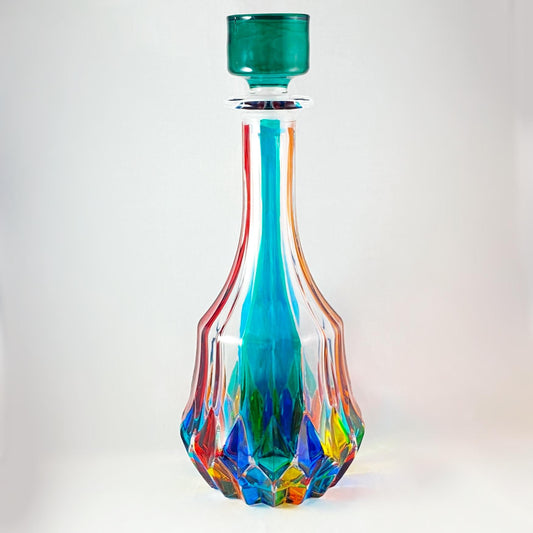 Venetian Glass Adagio Whiskey Decanter - Handmade in Italy, Colorful Murano Glass