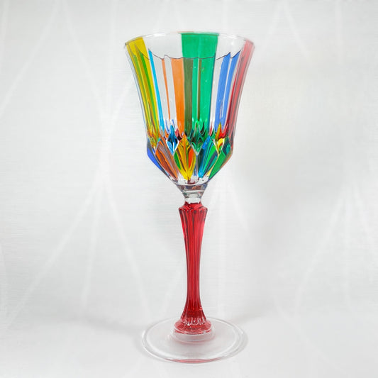 Venetian Glass Adagio Wine Glass - Handmade in Italy, Colorful Murano Glass