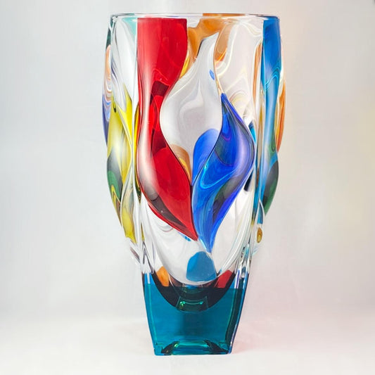 Venetian Glass Bamboo Vase - Handmade in Italy, Colorful Murano Glass Vase