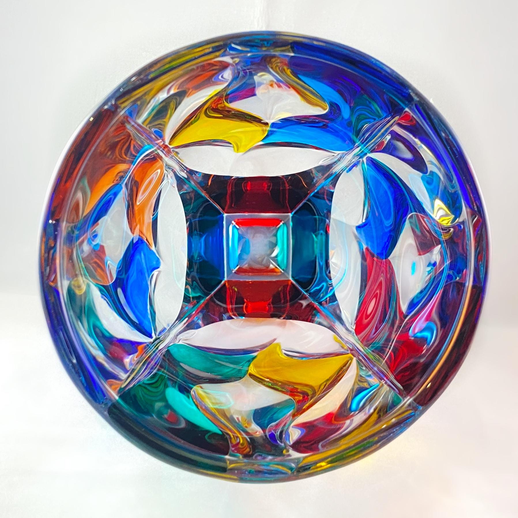 Venetian Glass Bamboo Vase - Handmade in Italy, Colorful Murano Glass Vase