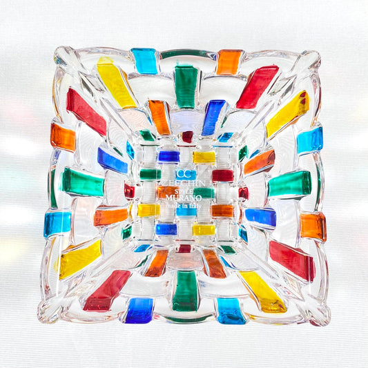 Venetian Glass Bassanova Votive Holder - Handmade in Italy, Colorful Murano Glass Candle Holder