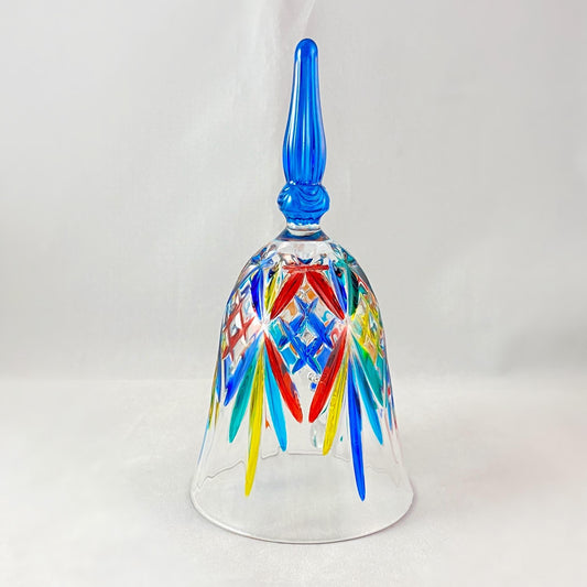 Venetian Glass Bell, Aqua Blue Handle - Handmade in Italy, Colorful Murano Glass