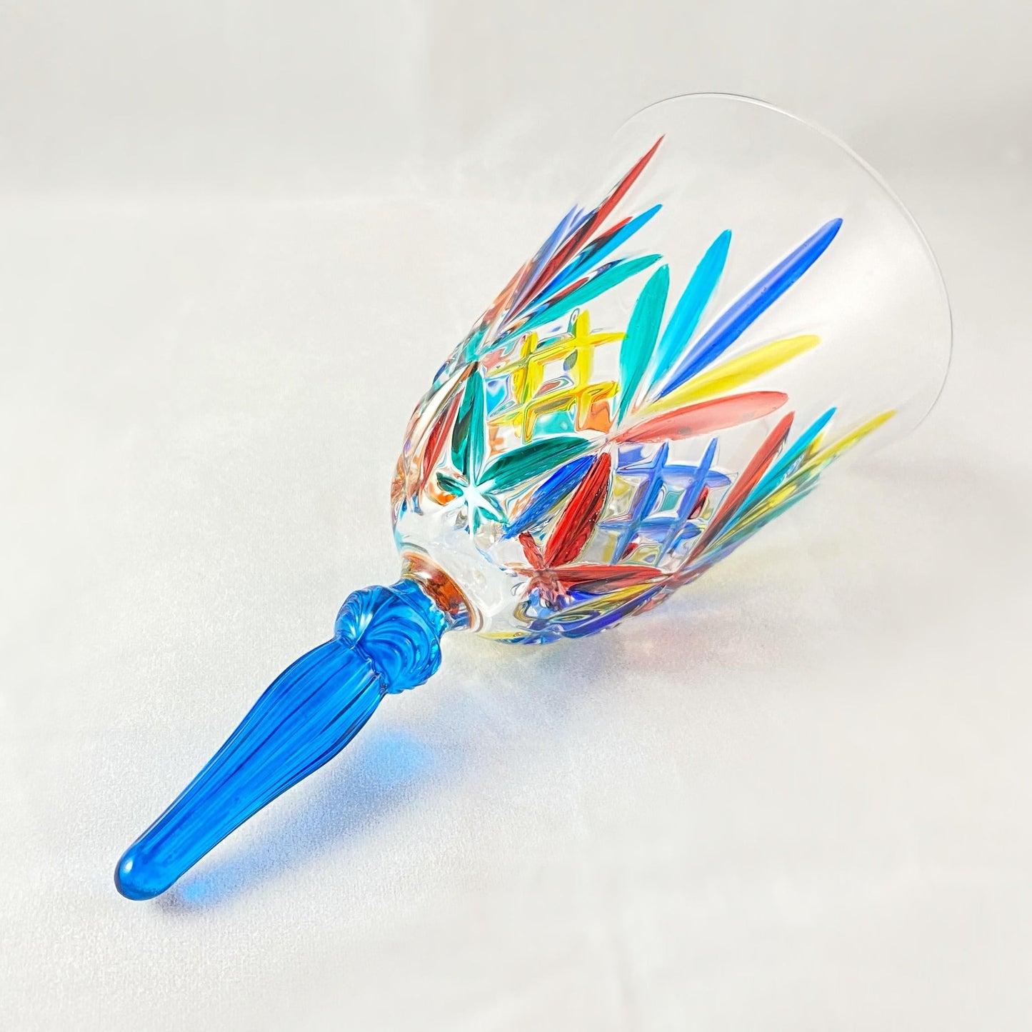 Venetian Glass Bell, Aqua Blue Handle - Handmade in Italy, Colorful Murano Glass